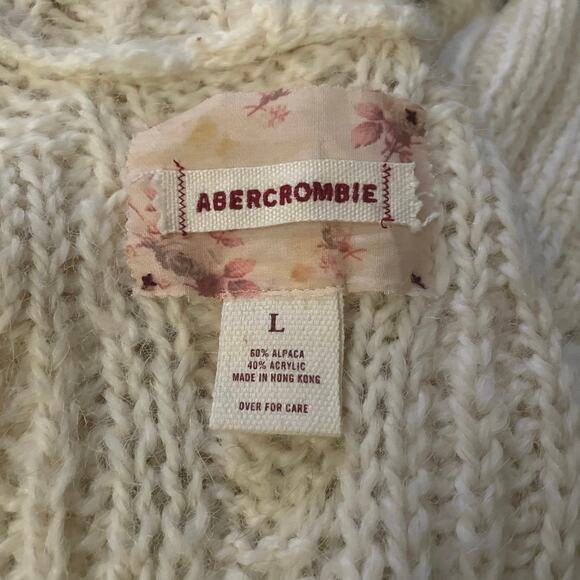 Abercrombie & Fitch Vintage Y2K Alpaca Blend Cable Knit Fisherman Sweater L - Picture 11 of 12